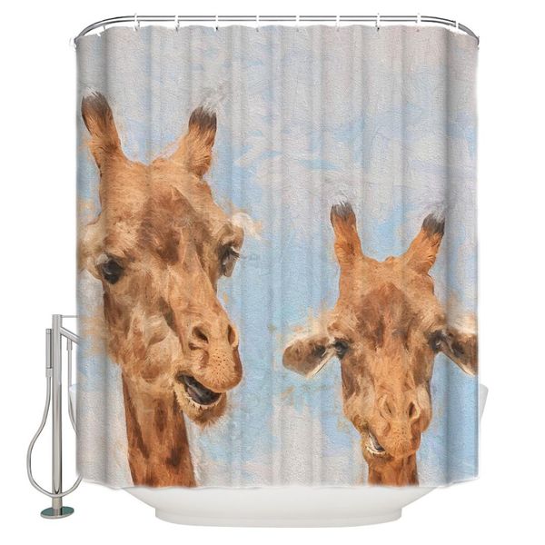 a close-up of a wild animal with cute giraffe polyester fabric shower curtain
a close-up of a wild animal with cute giraffe polyester fabric shower curtain