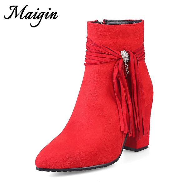maigin red bottom women's ankle boots pointed toe high heels ladies shoes 2018 autumn winter bootie woman new fringe footwear, Black
maigin red bottom women's ankle boots pointed toe high heels ladies shoes 2018 autumn winter bootie woman new fringe footwear, Black