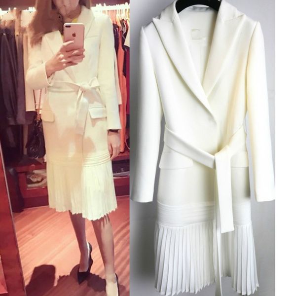 2019 new fashion women clothes turn-down collar full sleeve sashes open stitch pleated bottom, Tan;black
2019 new fashion women clothes turn-down collar full sleeve sashes open stitch pleated bottom, Tan;black