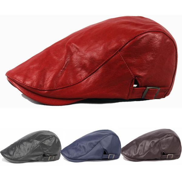 men faux leather golf driving beret cabbie newsboy hat adjustable flat ivy cap hatcs0518, Blue;gray
men faux leather golf driving beret cabbie newsboy hat adjustable flat ivy cap hatcs0518, Blue;gray