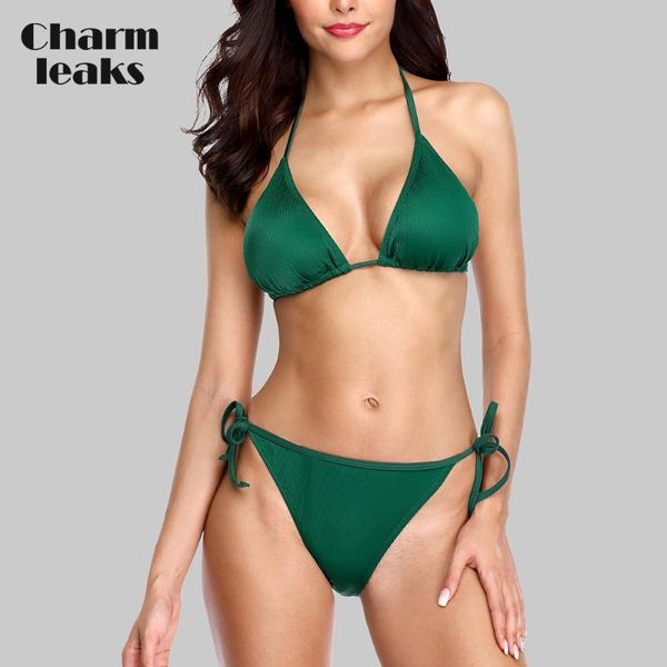 charmleaks women bikini low waist swimsuit solid color halter swimwear bandage bikini set bathing suit, White;black
charmleaks women bikini low waist swimsuit solid color halter swimwear bandage bikini set bathing suit, White;black