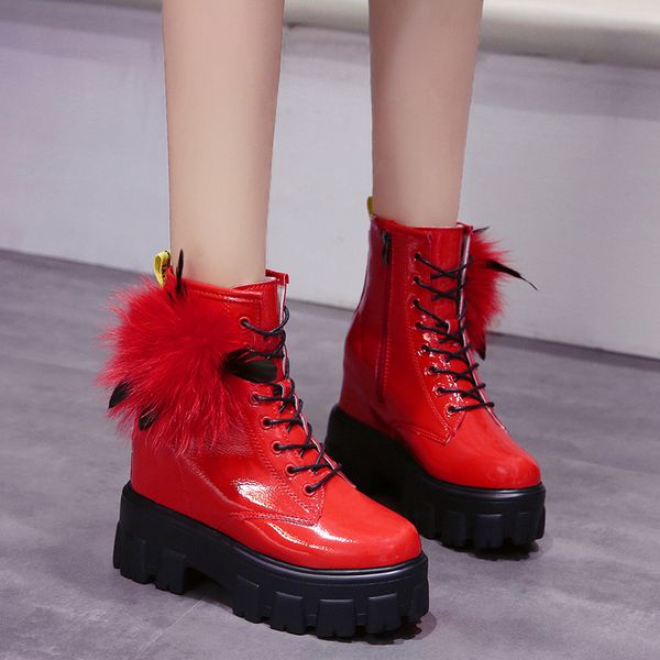 2019 fashion women's winter warm ankle boots chunky casual shoes woman autumn hidden heels fur snow boots high platform sneakers, Black
2019 fashion women's winter warm ankle boots chunky casual shoes woman autumn hidden heels fur snow boots high platform sneakers, Black