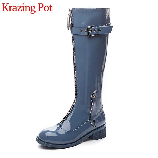 krazing pot handsome motorcycles style long boots solid zip belt buckle med heels women winter keep warm thigh high boots l13, Black
krazing pot handsome motorcycles style long boots solid zip belt buckle med heels women winter keep warm thigh high boots l13, Black