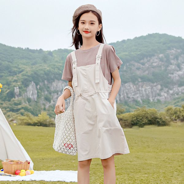 new 2020 summer teen girls clothes set kids girls stripe t-shirt and suspender dress set children casual two piece set, #0820, White
new 2020 summer teen girls clothes set kids girls stripe t-shirt and suspender dress set children casual two piece set, #0820, White