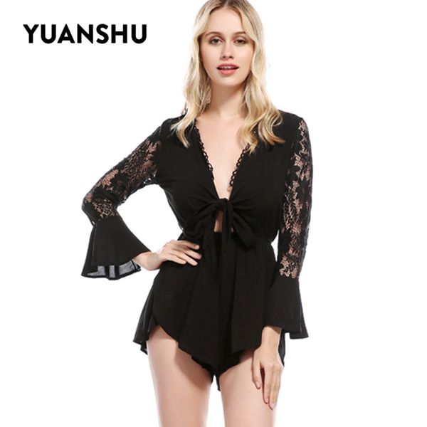 yuanshu elegant playsuit women deep v neck lace flare sleeve and loose shorts women holiday casual playsuit, Black;white
yuanshu elegant playsuit women deep v neck lace flare sleeve and loose shorts women holiday casual playsuit, Black;white