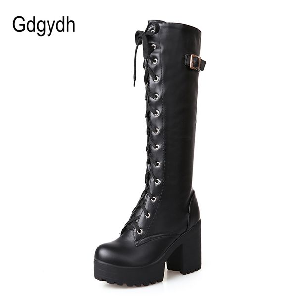 gdgydh spring autumn lacing knee high boots women fashion white square heel woman leather shoes winter pu large size 43 201009, Black
gdgydh spring autumn lacing knee high boots women fashion white square heel woman leather shoes winter pu large size 43 201009, Black