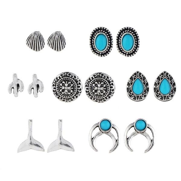 ch-41 new european and american earrings retro shell fish tail earrings for women, Silver
ch-41 new european and american earrings retro shell fish tail earrings for women, Silver
