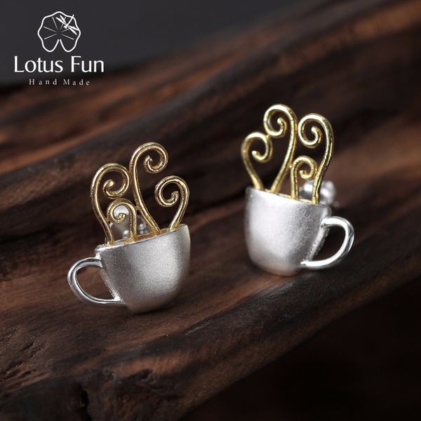 lotus fun real 925 sterling silver earrings original handmade fine jewelry coffee cup fashion stud earrings for women gift cx200628, Golden;silver
lotus fun real 925 sterling silver earrings original handmade fine jewelry coffee cup fashion stud earrings for women gift cx200628, Golden;silver