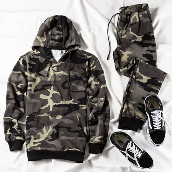 hooded hoodie set male 2019 new korean version of the trend sports and leisure hooded men's camouflage two-piece, Gray
hooded hoodie set male 2019 new korean version of the trend sports and leisure hooded men's camouflage two-piece, Gray