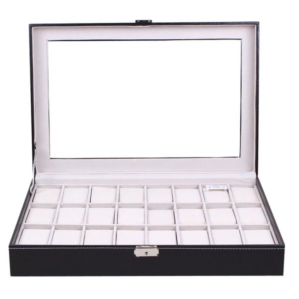 24 grids pu leather watch box jewelry display box storage case carry with foam pad pillow transparent glass watch container, Black;blue
24 grids pu leather watch box jewelry display box storage case carry with foam pad pillow transparent glass watch container, Black;blue