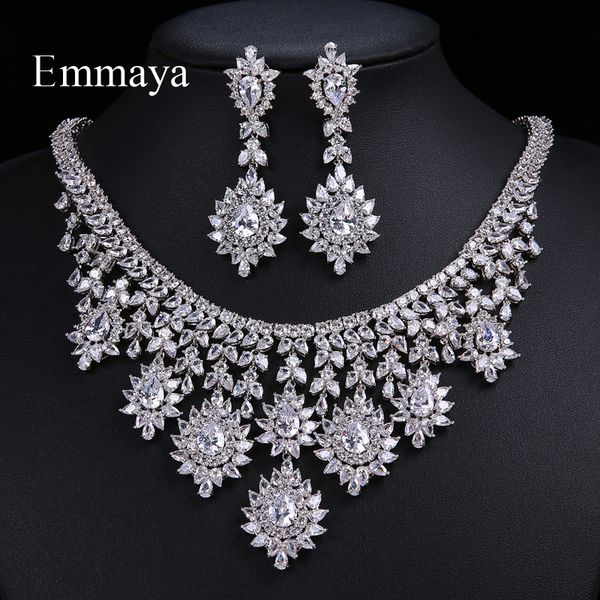 emmaya women's cubic zircon teardrop choker chain necklace earrings wedding party jewelry set leader' choice, Silver
emmaya women's cubic zircon teardrop choker chain necklace earrings wedding party jewelry set leader' choice, Silver