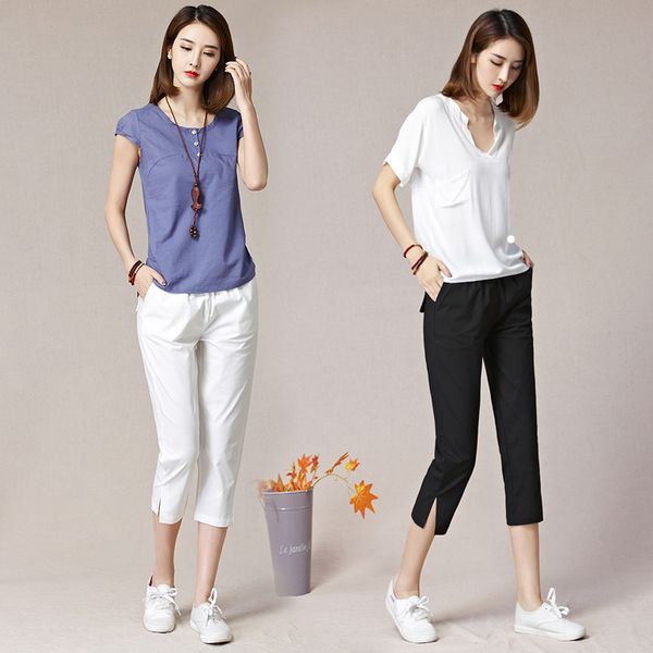 capri pants children spring and summer 2020 thin high-waisted cotton women's pants harem large size loose-fit white slit casual, Black;blue
capri pants children spring and summer 2020 thin high-waisted cotton women's pants harem large size loose-fit white slit casual, Black;blue