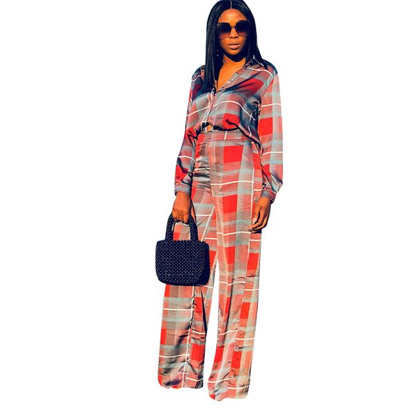 women new autumn full sleeve multi color plaid blouses + long loose pants two pieces set fashion female classic suit outfit, Gray
women new autumn full sleeve multi color plaid blouses + long loose pants two pieces set fashion female classic suit outfit, Gray