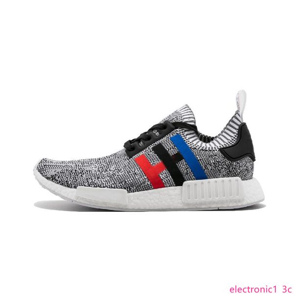 r1 primeknit japan triple black white red men women running shoes nm runner breathable sports shoe trainer sneakers 36-45, Black;green