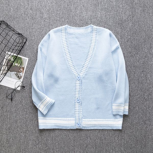 women's knits & tees cute knitted sweater v-neck cardigan long sleeve fall loose sweaters jk girls school uniform student, White
women's knits & tees cute knitted sweater v-neck cardigan long sleeve fall loose sweaters jk girls school uniform student, White