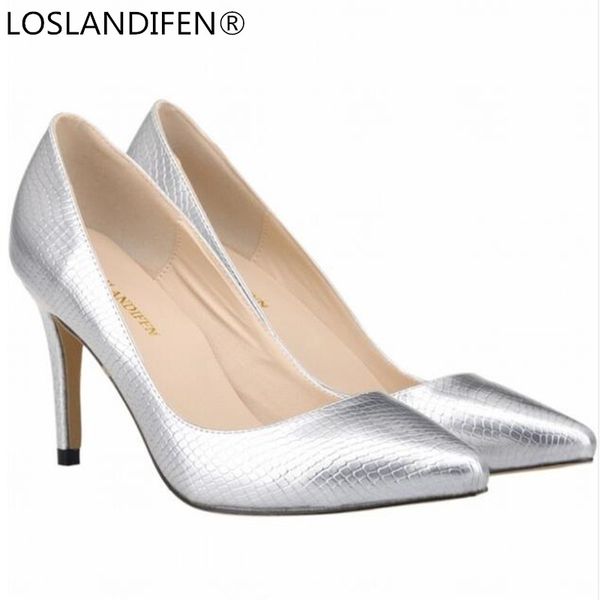 women pumps serpentine patent leather high heels pu women shoes pointed toe 8cm thin heels silver wedding dress shoes, Black
women pumps serpentine patent leather high heels pu women shoes pointed toe 8cm thin heels silver wedding dress shoes, Black