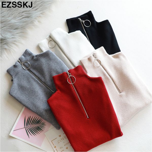 casual zipper sweater women turtleneck solid spring autumn female knitted sweater pullovers long sleeve chic soft jumper top, White;black
casual zipper sweater women turtleneck solid spring autumn female knitted sweater pullovers long sleeve chic soft jumper top, White;black