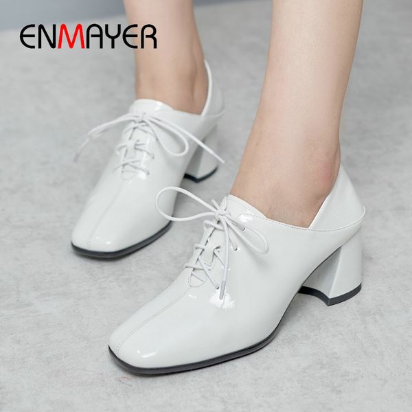 enmayer 2019 dress patent leather square toe lace-up ladies shoes women shoes high heel shallow leisure women pumps 34-42, Black
enmayer 2019 dress patent leather square toe lace-up ladies shoes women shoes high heel shallow leisure women pumps 34-42, Black