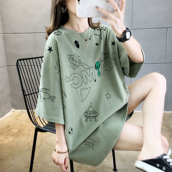 summer clothes loose large size casual loose print short sleeve women's midi t-shirt oversized hip hop harajuku streetwear, White
summer clothes loose large size casual loose print short sleeve women's midi t-shirt oversized hip hop harajuku streetwear, White