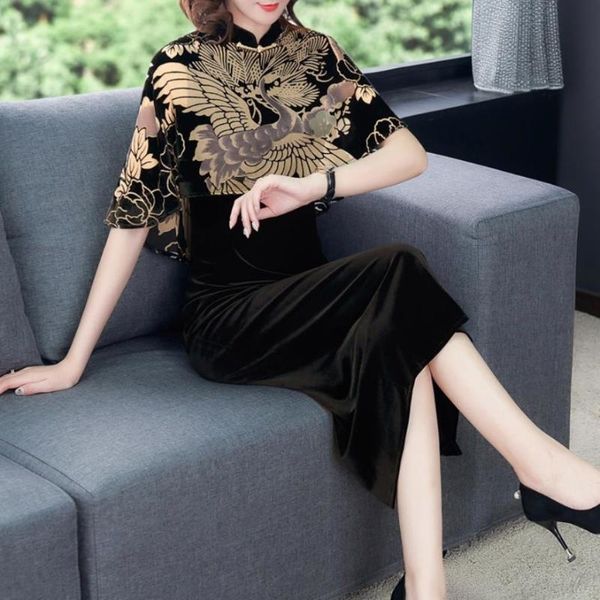 2019 new arrival summer cheongsam nationality golden velvet printed wide improvement chinese wind dresses vintage cloak sleeves, Black;gray
2019 new arrival summer cheongsam nationality golden velvet printed wide improvement chinese wind dresses vintage cloak sleeves, Black;gray