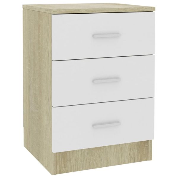 bedside cabinet white and sonoma oak 38x35x65 cm chipboard dining room furniture
bedside cabinet white and sonoma oak 38x35x65 cm chipboard dining room furniture