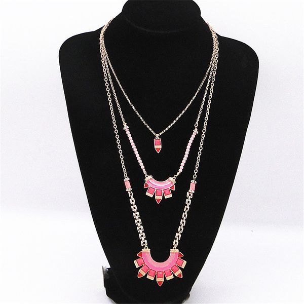 2019 exaggerated style bohemia red/blue enamel triangle statement neckl multilayer necklace, Silver
2019 exaggerated style bohemia red/blue enamel triangle statement neckl multilayer necklace, Silver