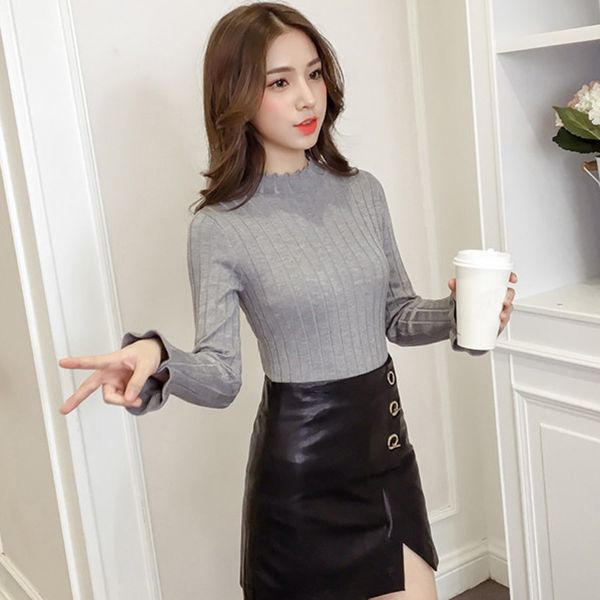 women turtleneck sweater long sleeve wave side flare sleeve bottoming sweater solid color female autumn clothing, White;black
women turtleneck sweater long sleeve wave side flare sleeve bottoming sweater solid color female autumn clothing, White;black