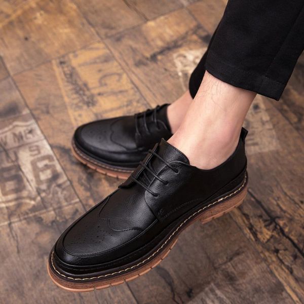 shoes men casual fashion solid business leather shoes men's carved retro british style thick-soled business casual, Black
shoes men casual fashion solid business leather shoes men's carved retro british style thick-soled business casual, Black