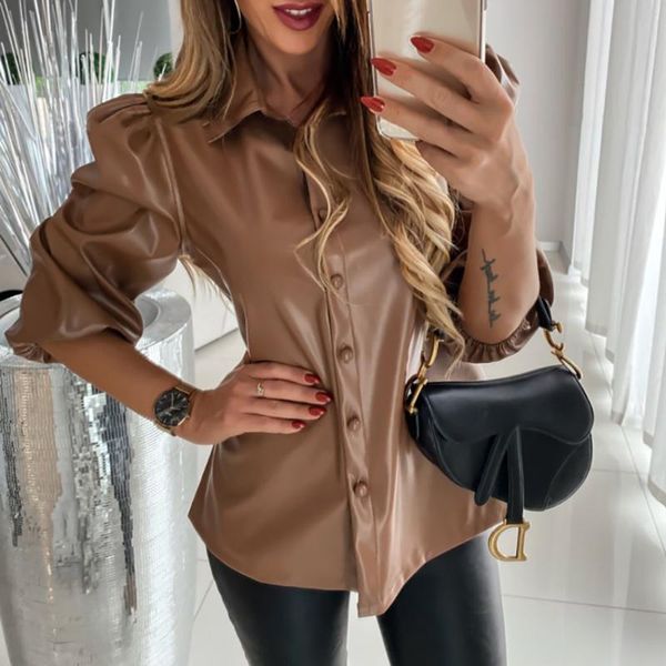 new faux leather puff sleeves shirts for women fashion casual ladies button basics half sleeve lapel daily wild style d30, White
new faux leather puff sleeves shirts for women fashion casual ladies button basics half sleeve lapel daily wild style d30, White