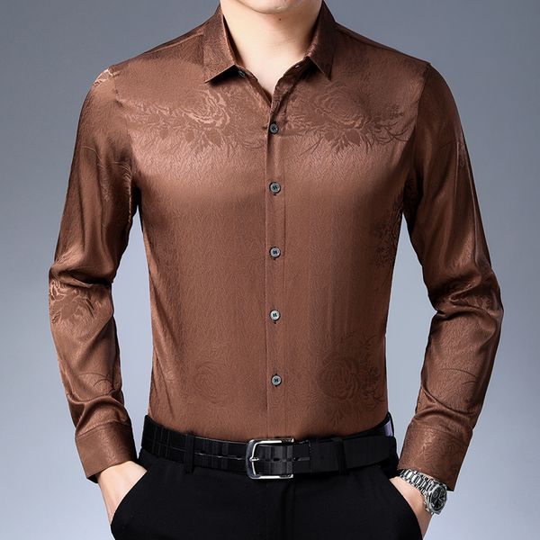 new arrival mens floral dress shirt long sleeve silk shirt male fashion printing thin soft satin silk clothes, White;black
new arrival mens floral dress shirt long sleeve silk shirt male fashion printing thin soft satin silk clothes, White;black