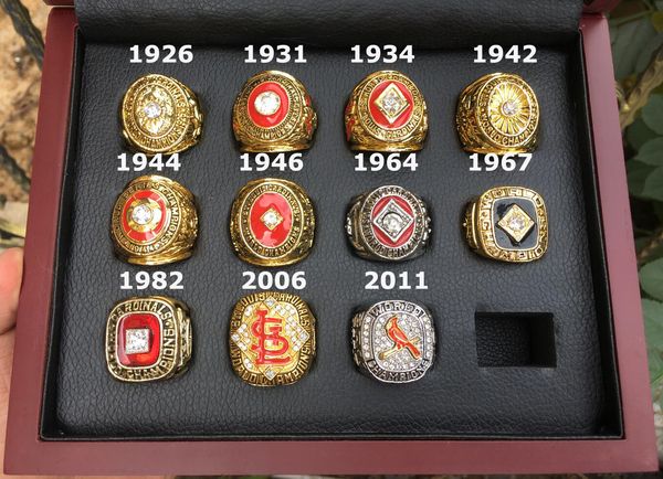 st louis 11pcs cardinal world baseball team champions championship ring set with wooden box souvenir men fan gift 2020 wholesale, Golden;silver
st louis 11pcs cardinal world baseball team champions championship ring set with wooden box souvenir men fan gift 2020 wholesale, Golden;silver