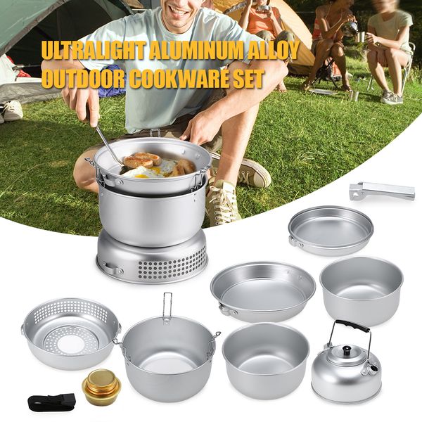 10pcs outdoor camping cooking set portable cookware dish plate pots water kettle alcohol stove wind shield boiler cradle
10pcs outdoor camping cooking set portable cookware dish plate pots water kettle alcohol stove wind shield boiler cradle