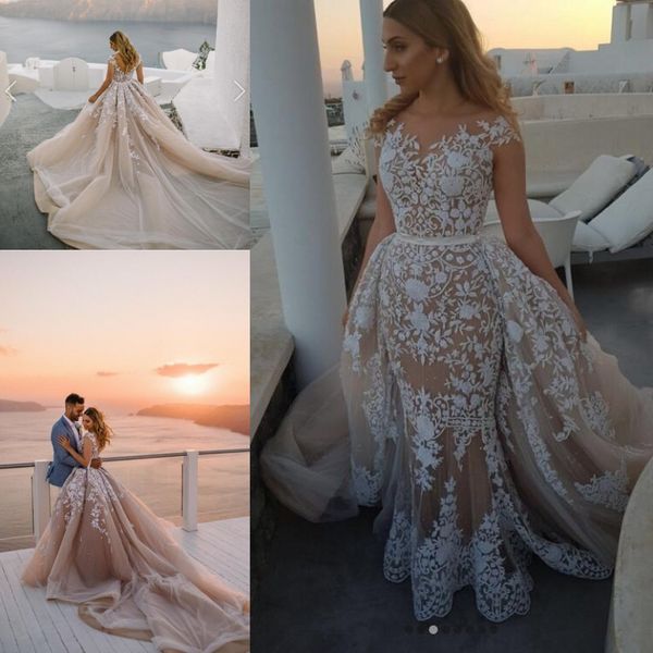 champagne beach mermaid wedding dresses with detachable train lace applique muslim arabic dubai princess bridal gown steven khalil, White
champagne beach mermaid wedding dresses with detachable train lace applique muslim arabic dubai princess bridal gown steven khalil, White