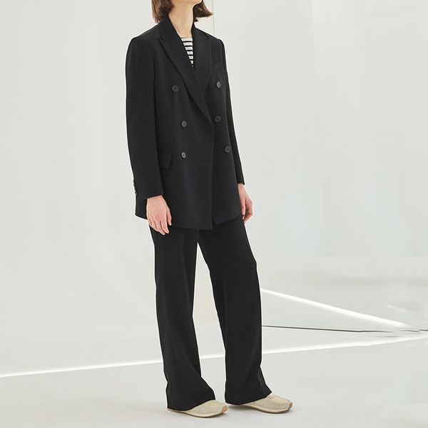women's pants suit two-piece set casual ganggong business formal workwear set custom fashion double breasted pants suit, White;black
women's pants suit two-piece set casual ganggong business formal workwear set custom fashion double breasted pants suit, White;black