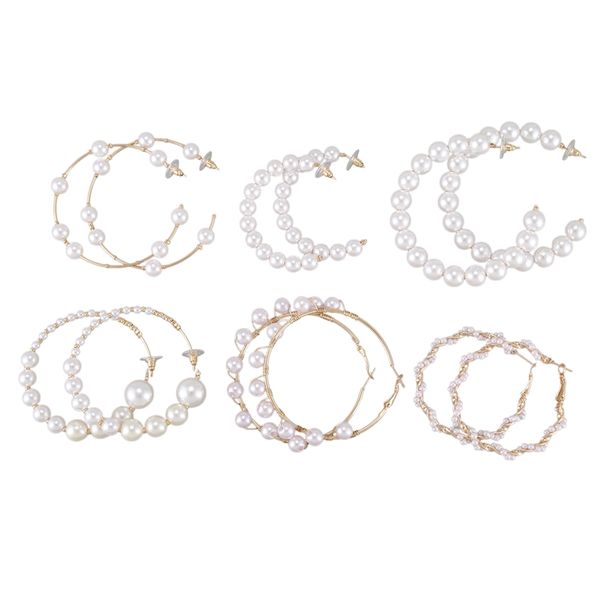 fashion pearl c-shaped earrings women's simple wild half circle pearl earrings 6 pairs, Silver
fashion pearl c-shaped earrings women's simple wild half circle pearl earrings 6 pairs, Silver