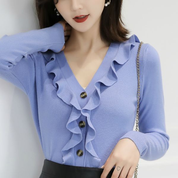 new sweater for women 2019 long sleeve autumn sweater women pullover fashion ruffles v-neck knitted womens clothing b976, White;black
new sweater for women 2019 long sleeve autumn sweater women pullover fashion ruffles v-neck knitted womens clothing b976, White;black