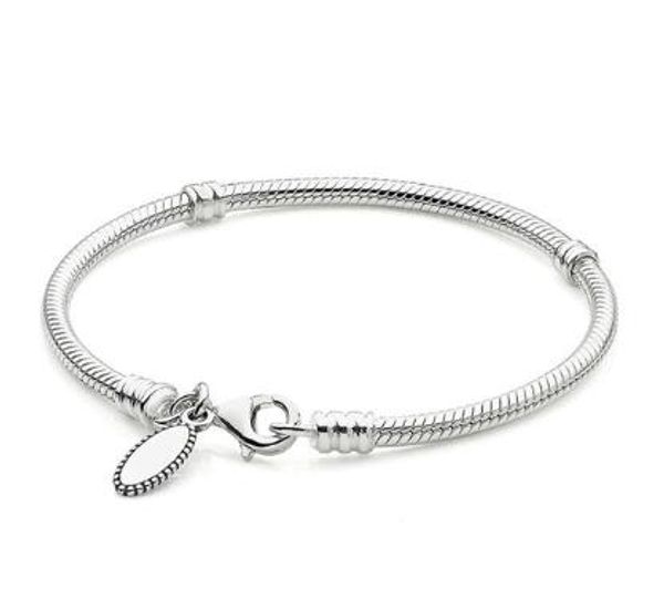 authentic 925 sterling silver bracelet lobster claw clasp snake chain basic bangle fit women bead charm diy fashion jewelry, Black
authentic 925 sterling silver bracelet lobster claw clasp snake chain basic bangle fit women bead charm diy fashion jewelry, Black