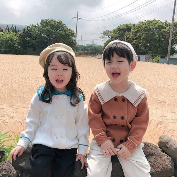 new children's sweater korean style children's navy wind-over-collar knitting sweater double-breasted male and female's, Blue
new children's sweater korean style children's navy wind-over-collar knitting sweater double-breasted male and female's, Blue