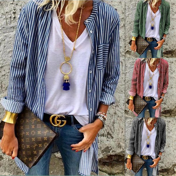 new style autumn and winter europe and america cardigan coat long sleeve striped shirt women's dress, White
new style autumn and winter europe and america cardigan coat long sleeve striped shirt women's dress, White