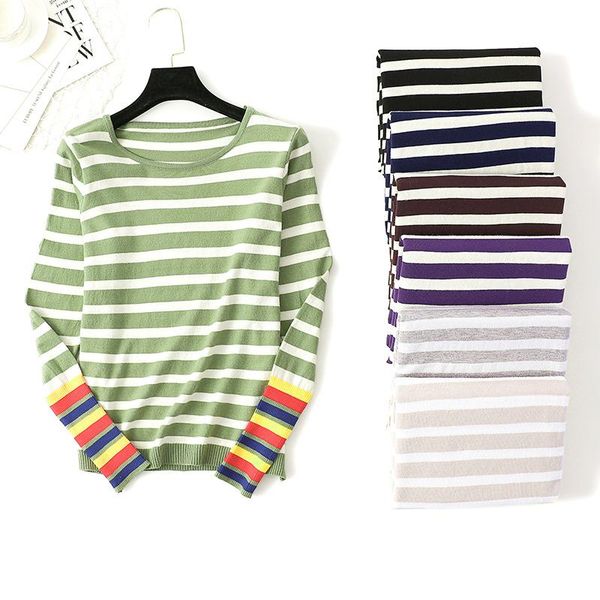 sweater long-sleeved striped knit bottoming shirt female early autumn fashion wild short sweater women, White;black
sweater long-sleeved striped knit bottoming shirt female early autumn fashion wild short sweater women, White;black
