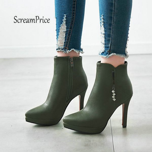 women ankle boots thin high heel fashion boots pu leather zip pointed toe ladies shoes black brown gray green
women ankle boots thin high heel fashion boots pu leather zip pointed toe ladies shoes black brown gray green