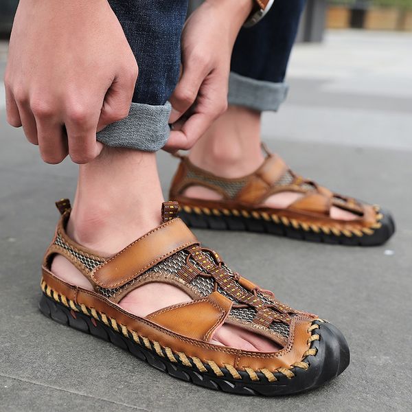 summer soft classic men's sandals comfortable genuine leather sandals big size soft outdoor men roman, Black
summer soft classic men's sandals comfortable genuine leather sandals big size soft outdoor men roman, Black