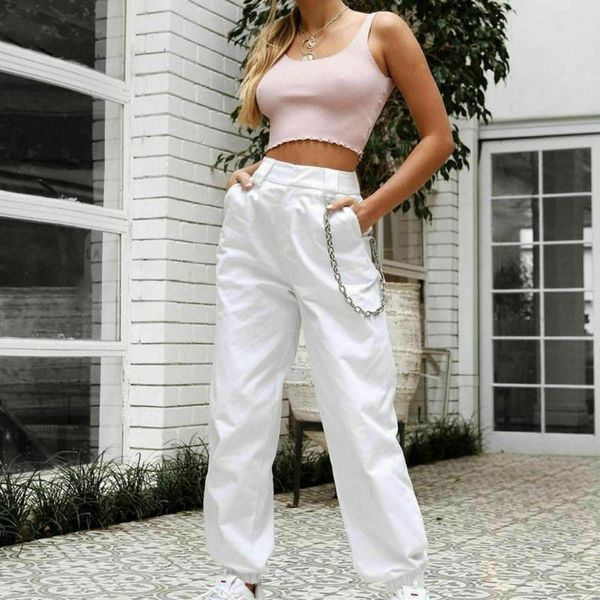 women's casual solid cargo long pants lady high waist loose cool sport hip hop combat pants trousers, Black;white
women's casual solid cargo long pants lady high waist loose cool sport hip hop combat pants trousers, Black;white