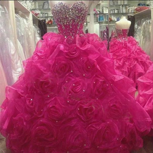real picture rose ruffled organza quinceanera dresses new arrival with beaded sweetheart neck sleeveless off the shoulder ball gowns, Blue;red
real picture rose ruffled organza quinceanera dresses new arrival with beaded sweetheart neck sleeveless off the shoulder ball gowns, Blue;red