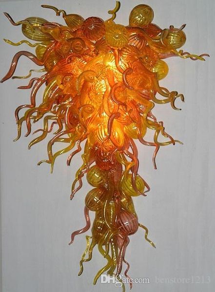 100% mouth blown borosilicate murano glass amber pendant light living room crystal lamps