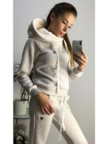 women winter autumn sports suits fleece hoodies pants 2pcs clothing sets slim fit casual wear, Gray
women winter autumn sports suits fleece hoodies pants 2pcs clothing sets slim fit casual wear, Gray