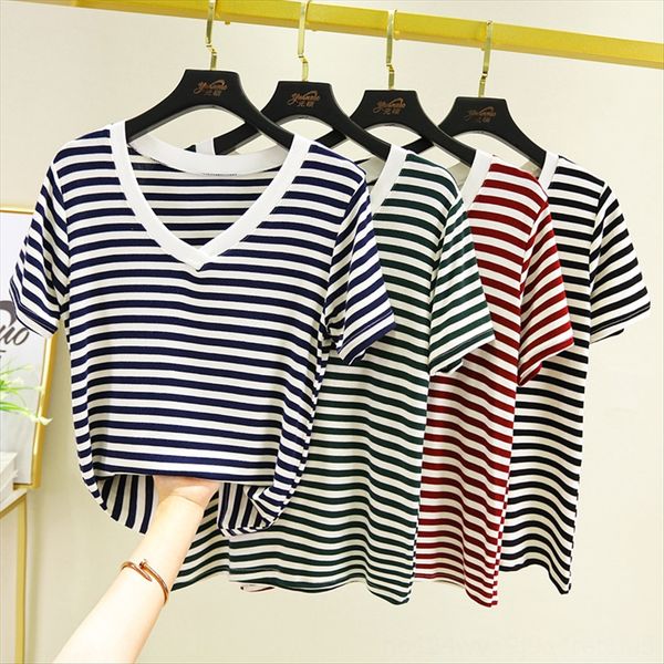 black and white striped t- women's short-sleeved t- shirt clothes v-neck base shirt slim top
black and white striped t- women's short-sleeved t- shirt clothes v-neck base shirt slim top