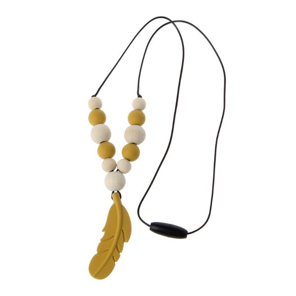 baby infant silicone feather jewelry teething necklace baby nursing chewing toys