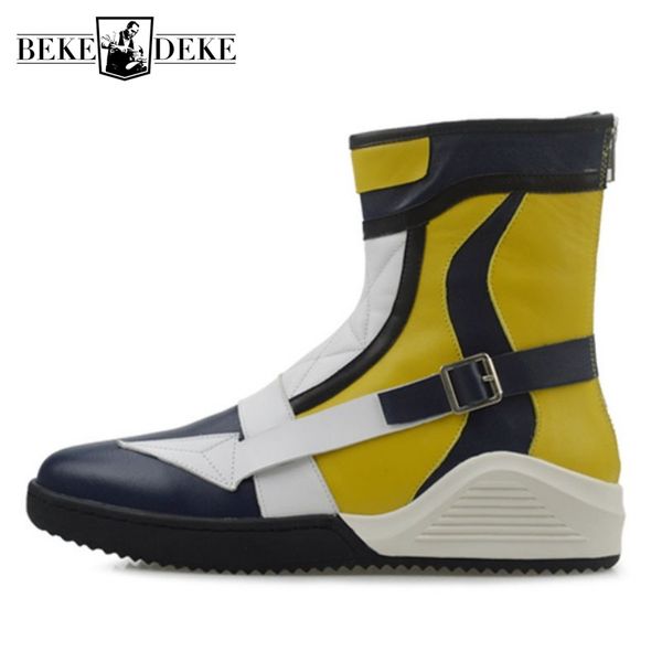 designer back zip high-men shoes genuine leather cow motorcycle work botas mixed colors casual ankle trainers platform boots, Black
designer back zip high-men shoes genuine leather cow motorcycle work botas mixed colors casual ankle trainers platform boots, Black