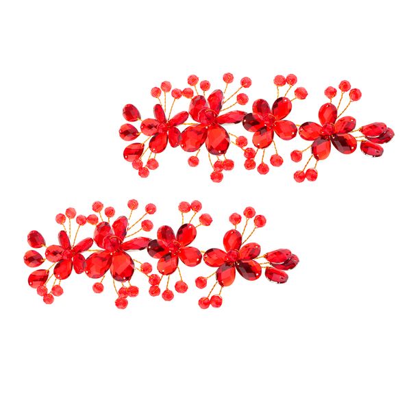 bridal red flower side hair clips bridal headpiece wedding accessories, pack of 2, Silver
bridal red flower side hair clips bridal headpiece wedding accessories, pack of 2, Silver